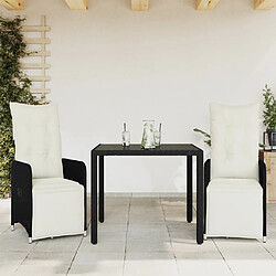 vidaXL Ensemble de bistro de jardin - Noir Poly Rotin