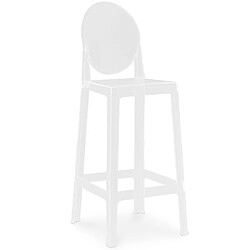 ICONIK INTERIOR Tabouret de bar avec dossier - Design transparent - 75cm - Victoria Queen Blanc
