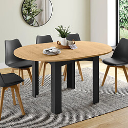 Idmarket MARKET Table DONA ronde noir/bois - 120-160 cm
