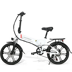 Samebike 20LVXD30-II - Blanc Vélo électrique pliable - Moteur 350W - Batterie 48V 10Ah - Autonomie 40 km - Freins à disque mécaniques