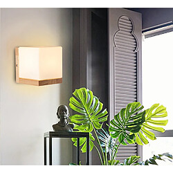 Stoex Applique murale Cube Moderne - Bois et Verre pas cher