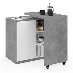 Idmarket Îlot Polo - Béton/Blanc