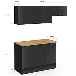 Idmarket MARKET Cuisine SUBTIL 180 cm Noir pas cher
