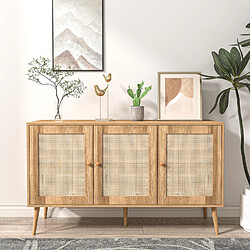 Concept Usine Buffet effet bois effet cannage 3 portes 120 cm CANGE