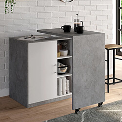 Idmarket Îlot Polo - Béton/Blanc