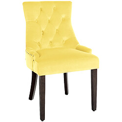 Decoshop26 Chaise style antique en velours jaune