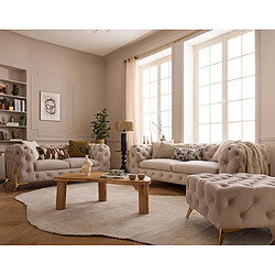 Lisa Design Camden Canapé Chesterfield 3 places - Beige Velours pas cher