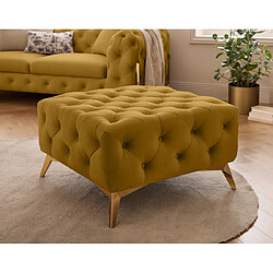 Lisa Design Pouf Camden Chesterfield Pouf chesterfield - Velours - Pieds dorés - Dimensions 45 x 80 x 80 cm