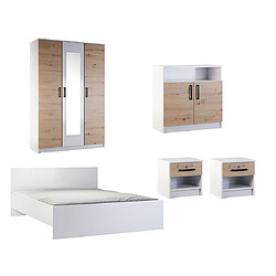 Bestmobilier Hayato Chambre Complète Bois et Blanc