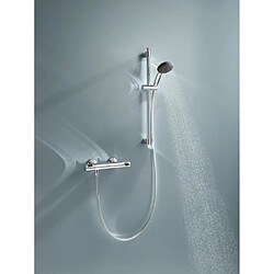 Ensemble de douche avec mitigeur thermostatique, pommeau 1 jet, barre 60cm et flexible - GROHE 34800001 - Economie d'eau - Chromé pas cher
