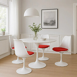 ICONIK INTERIOR Chaise de salle à manger - Chaise pivotante blanche - Tulip Rouge