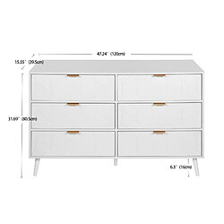 Avis RAVAS Buffet commode avec 6 tiroirs - Chêne blanc