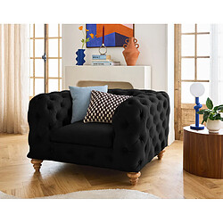 Lisa Design Walter - fauteuil chesterfield en velours - pieds bois