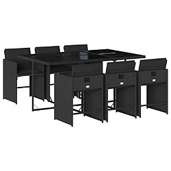 Vidaxl Ensemble à manger de jardin 7 pcs noir