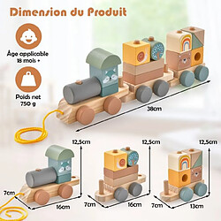 Helloshop26 Train à tirer en bois 14 pièces - Multicolore