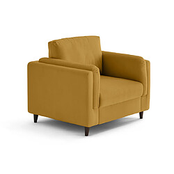 Lisa Design Brooke Fauteuil moderne - Jaune Fauteuil moderne - Velours - Pieds en bois foncé - Ressorts plats