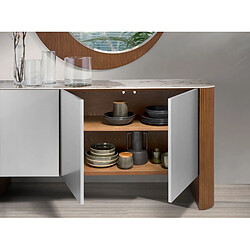 Angel Cerda Buffet en bois argenté, noyer et plateau en marbre de porcelaine pas cher
