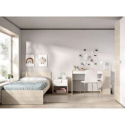 Acheter pegane Lit adulte 90x190 cm en bois mélaminé - Chêne naturel