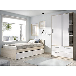 Acheter pegane Lit adulte 90x190 - Chêne naturel/blanc
