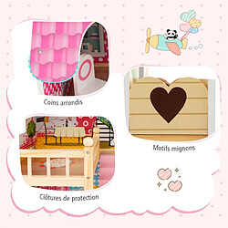 Helloshop26 Maison de poupée en bois 15 accessoires - Rose