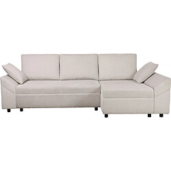 Habitat Et Jardin Canapé d'angle en velours côtelé Vaugirard II - 3 places - Beige Canapé d'angle convertible - Coffre sous l'assise - Structure bois - Densité 30 kg/m3