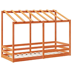 vidaXL Lit enfant avec toit - Cire marron 75x190 cm