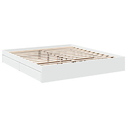 VIDAXL Cadre de lit - Blanc 200x200 cm Cadre de lit avec tiroirs - Bois d'ingénierie - Espace de rangement