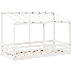 VIDAXL Lit pour enfants avec toit - Blanc 100x200 cm Lit enfant en bois - Toit de jeu - Lattes de soutien - Bois de pin massif - Dimensions 205,5 x 107,5 x 138 cm