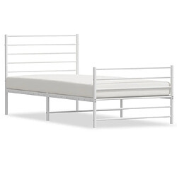 VIDAXL Cadre de lit métal 80x200 cm - Blanc Cadre de lit robuste - Construction métallique - Lattes en métal - Espace de rangement - Matelas non inclus