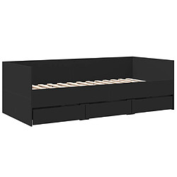 vidaXL Lit de jour avec tiroirs 90x200 cm - Noir