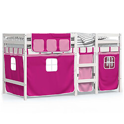 VIDAXL Lit mezzanine enfants 80x200 cm rose