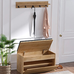 Avis Concept Usine Meuble d'entrée avec porte-manteau mural et coffre de rangement LARVIK