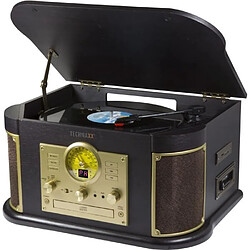 Technaxx platine vinyle tout-en-un TX-103 Platine vinyle tout-en-un - Entrée AUX - Sorties RCA - Bluetooth - USB - Lecteur CD et cassette - Radio FM - Entraînement par courroie - 3 vitesses - Numérisation vers USB