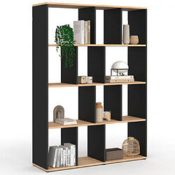 Idmarket Etagère bibliothèque JENA noir/bois