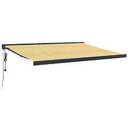 Auvent rétractable 4,5x3 m - Jaune/Blanc VIDAXL