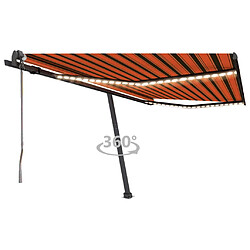 Auvent automatique avec capteur de vent LED 450x350 cm - Orange/Marron VIDAXL