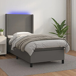 vidaXL Lit à sommier avec LED - Gris - 90x200 cm