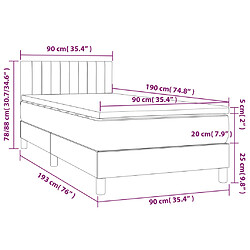 Vidaxl vidaXL Sommier à lattes de lit avec matelas LED - Taupe 90x190 cm Tissu pas cher