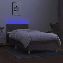 Avis Vidaxl vidaXL Sommier à lattes de lit avec matelas LED - Taupe 90x190 cm Tissu