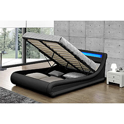 CONCEPT USINE Cadre de lit LED 140x190 - Noir