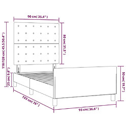 VIDAXL Cadre de lit Noir 90x190 cm Tissu pas cher