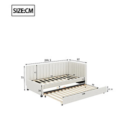 Avis KOMHTOM Canapé-lit avec sommier 90x200 cm Beige Velours