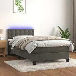 VidaXL Sommier avec matelas et LED 90x200 cm - Gris foncé