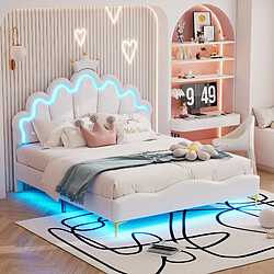 Acheter KOMHTOM Lit Double Plat Intérieur en Cuir - 140 x 200 cm - Blanc