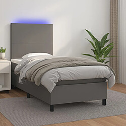 vidaXL Lit avec LED et matelas - Gris 90x200 cm Similicuir