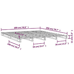 VidaXL Lit de Palette - 180x200 cm Bois Massif pas cher