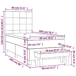 VIDAXL Taupe Lit Sommier à Lattes avec Matelas 80x200 cm pas cher