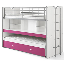 VIPACK Lits superposés BONNY - Fuchsia