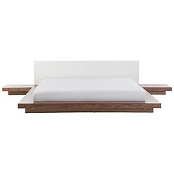 Beliani Lit avec sommier ZEN 180 x 200 cm Bois Marron