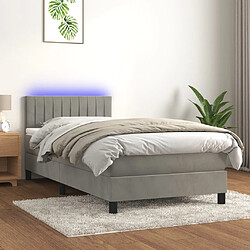 vidaXL Sommier à lattes avec matelas et LED Gris clair 90x200 cm